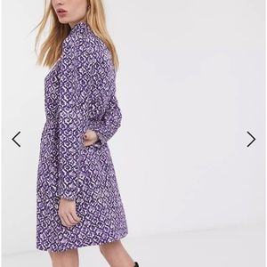 & Other Stories floral print high neck mini dress in purple